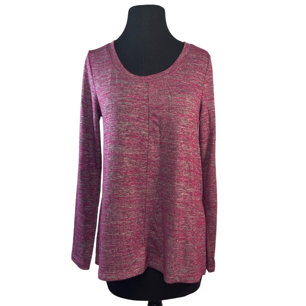 Jones New York Womens Long Sleeve Pink Heather Knit Top Small Lightweight